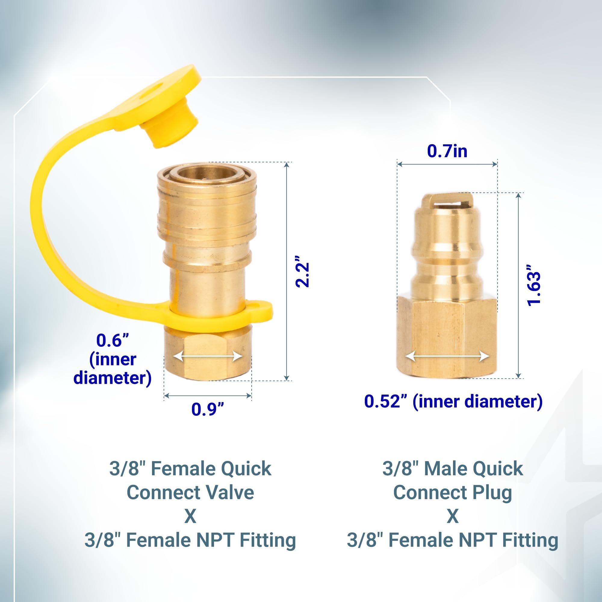3/8 Inch Natural Gas Quick Connect Fittings - LP Propane Hose Quick Disconnect Assembly Set for Low Pressure Propane or Natural Gas Systems RV Grills Heaters image 1