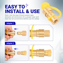 3/8 Inch Natural Gas Quick Connect Fittings - LP Propane Hose Quick Disconnect Assembly Set for Low Pressure Propane or Natural Gas Systems RV Grills Heaters thumbnail 5