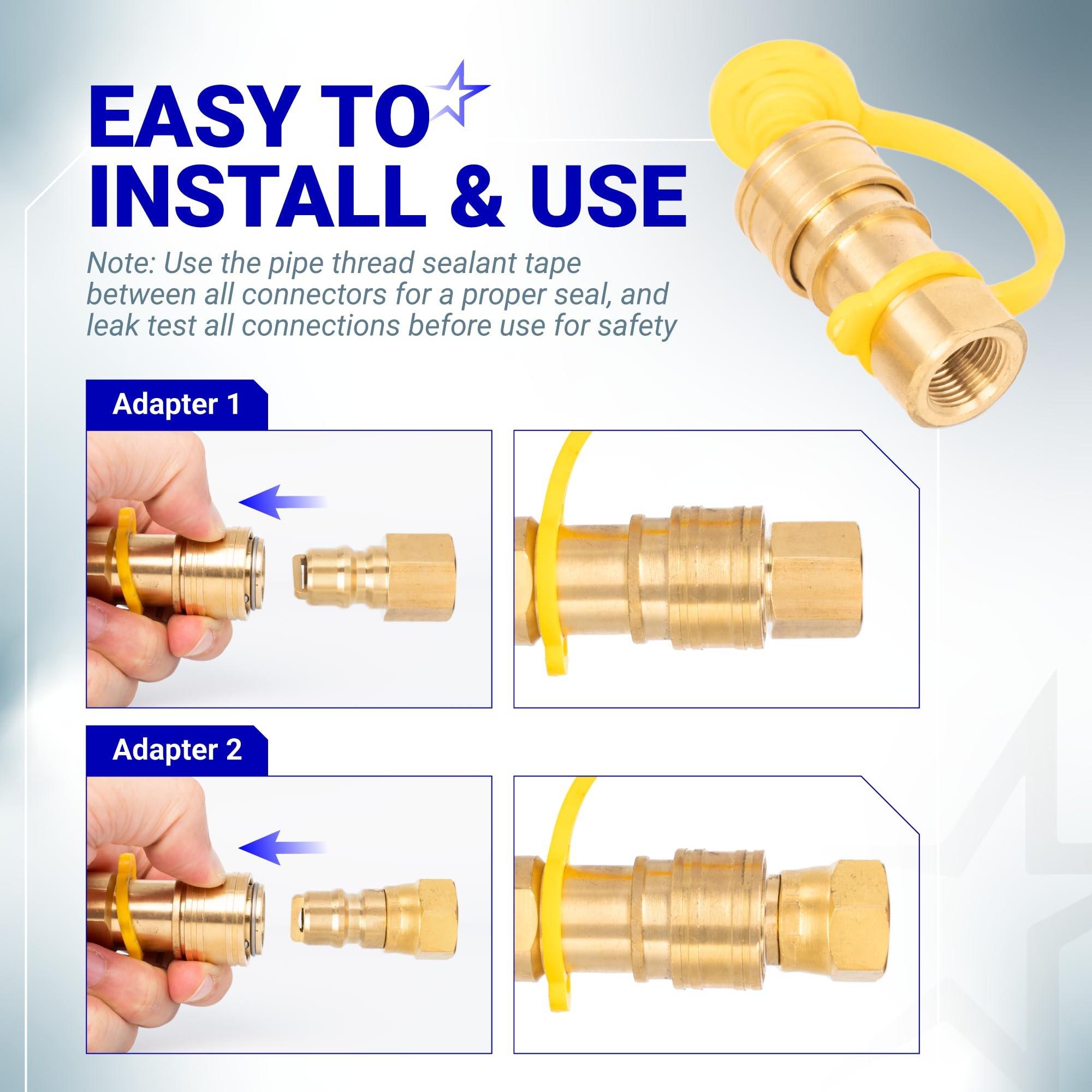 3/8 Inch Natural Gas Quick Connect Fittings - LP Propane Hose Quick Disconnect Assembly Set for Low Pressure Propane or Natural Gas Systems RV Grills Heaters image 5