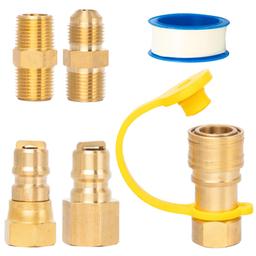 3/8 Inch Natural Gas Quick Connect Fittings - LP Propane Hose Quick Disconnect Assembly Set for Low Pressure Propane or Natural Gas Systems RV Grills Heaters thumbnail 0