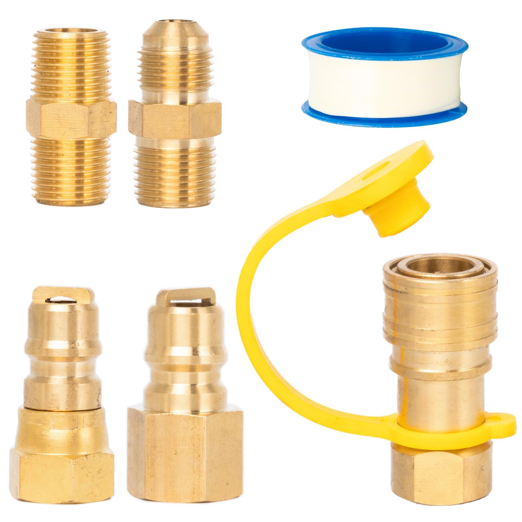 3/8 Inch Natural Gas Quick Connect Fittings - LP Propane Hose Quick Disconnect Assembly Set for Low Pressure Propane or Natural Gas Systems RV Grills Heaters image 0