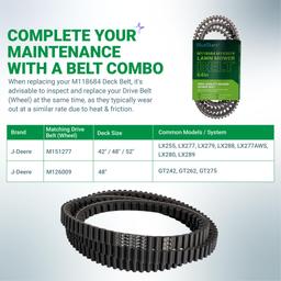 BlueStars M118684 M143019 M144677 Mower Deck Belt - Compatible with J-Deere LX255, LX277, LX279, LX288, LX277AWS, LX280, LX289 with 42C 48" 52" Deck, GT242, GT262 GT275 - Cogged Belt 5/8" x 64" thumbnail 5