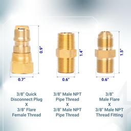 3/8 Inch Natural Gas Quick Connect Fittings - LP Propane Hose Quick Disconnect Assembly Set for Low Pressure Propane or Natural Gas Systems RV Grills Heaters thumbnail 2