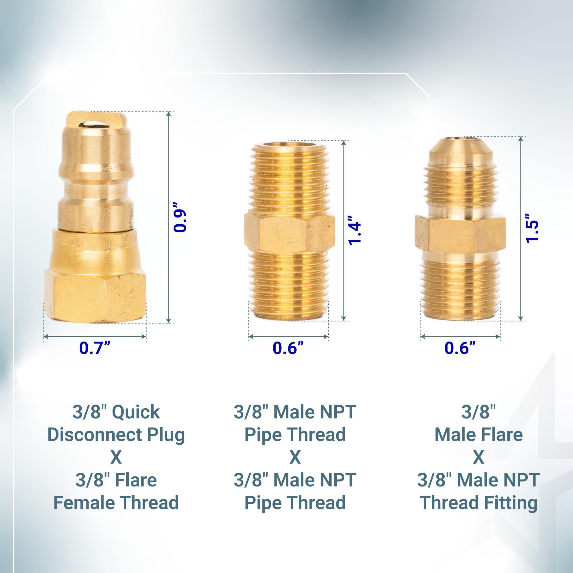 3/8 Inch Natural Gas Quick Connect Fittings - LP Propane Hose Quick Disconnect Assembly Set for Low Pressure Propane or Natural Gas Systems RV Grills Heaters image 2