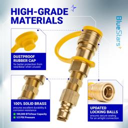 3/8 Inch Natural Gas Quick Connect Fittings - LP Propane Hose Quick Disconnect Assembly Set for Low Pressure Propane or Natural Gas Systems RV Grills Heaters thumbnail 3