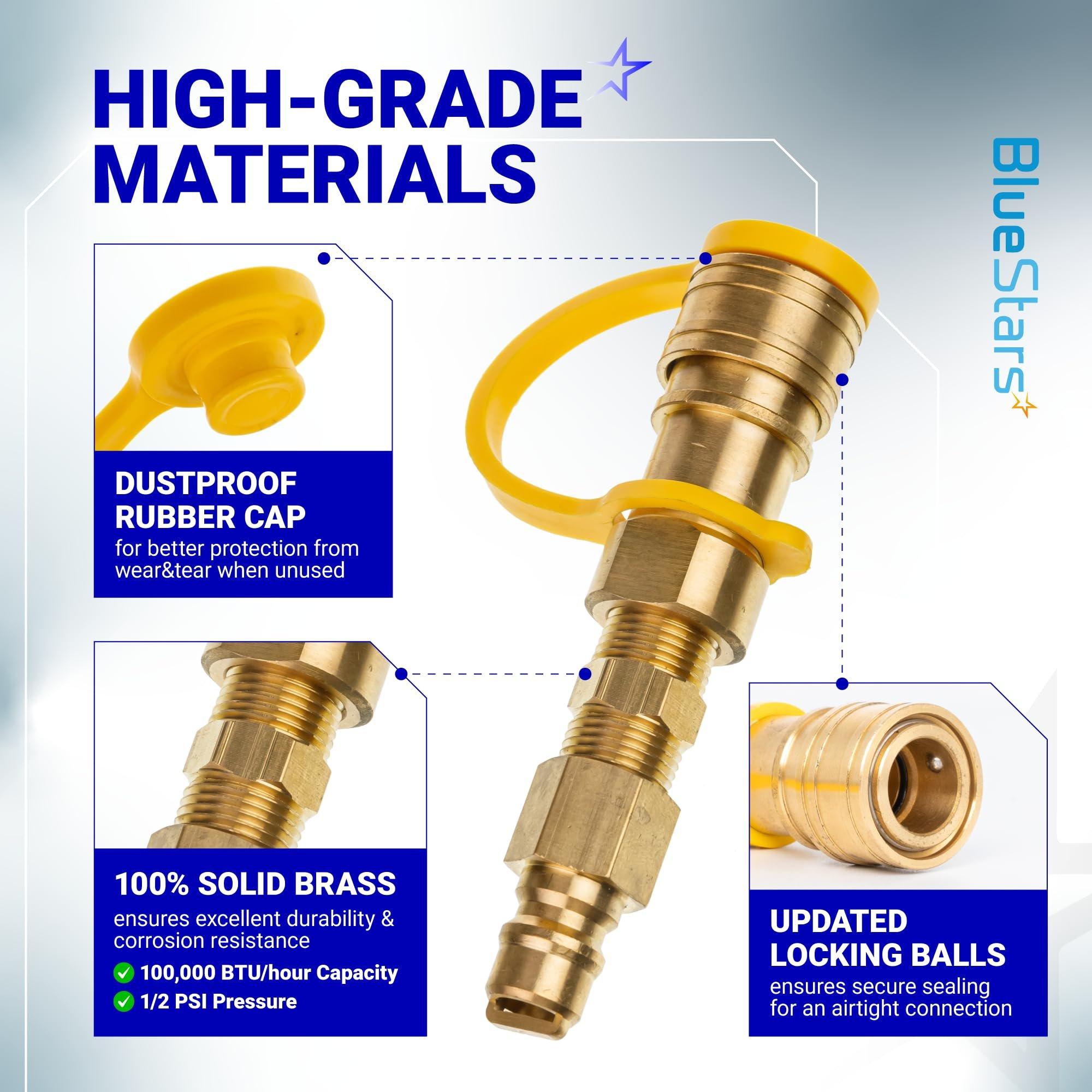 3/8 Inch Natural Gas Quick Connect Fittings - LP Propane Hose Quick Disconnect Assembly Set for Low Pressure Propane or Natural Gas Systems RV Grills Heaters image 3