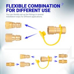 3/8 Inch Natural Gas Quick Connect Fittings - LP Propane Hose Quick Disconnect Assembly Set for Low Pressure Propane or Natural Gas Systems RV Grills Heaters thumbnail 4