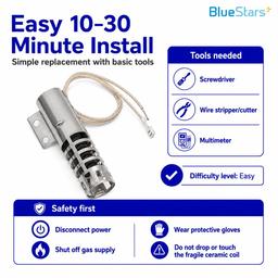 WB2X9154 XL44 Oven Igniter for GE Gas Range Oven Broiler XL44 Round Style Igniter Replacement 120V Model Not Universal - Replace WB13K10027 WB13K (3-1/2 Inches 120V 2.5-3.0 A) thumbnail 5