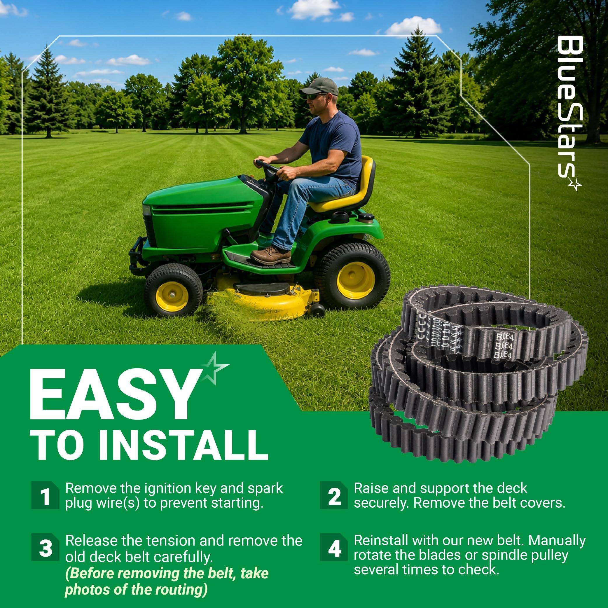 BlueStars M118684 M143019 M144677 Mower Deck Belt - Compatible with J-Deere LX255, LX277, LX279, LX288, LX277AWS, LX280, LX289 with 42C 48" 52" Deck, GT242, GT262 GT275 - Cogged Belt 5/8" x 64" image 2
