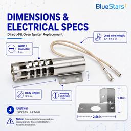 WB2X9154 XL44 Oven Igniter for GE Gas Range Oven Broiler XL44 Round Style Igniter Replacement 120V Model Not Universal - Replace WB13K10027 WB13K (3-1/2 Inches 120V 2.5-3.0 A) thumbnail 1