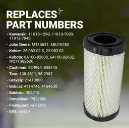 Air Filter 11013-1290 11013-7029 11013-7048 Replacement for Kawasaki Mule/Donaldson P822686 / John Deere M113621 MIU10783 / Kubota 6A10082630 / Kohler 25 083 02-S/WIX 46449 (2-Pack) thumbnail 2