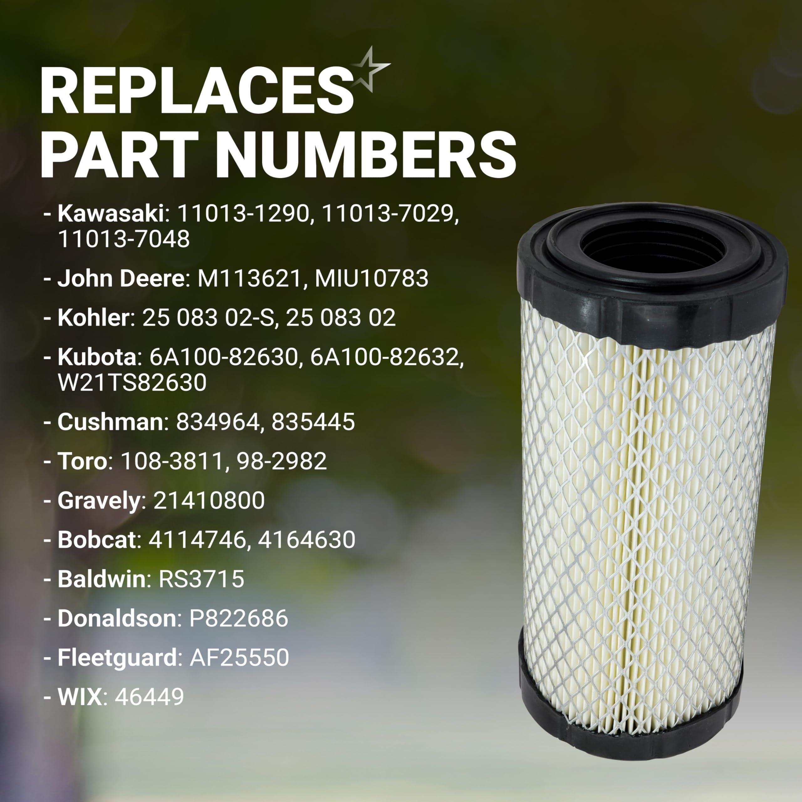 Air Filter 11013-1290 11013-7029 11013-7048 Replacement for Kawasaki Mule/Donaldson P822686 / John Deere M113621 MIU10783 / Kubota 6A10082630 / Kohler 25 083 02-S/WIX 46449 (2-Pack) image 2