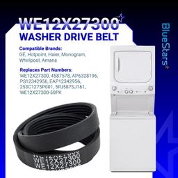 2-Pack of WE12X27300 Washer Drive Belt Compatible with GE Washer GUD24ESSM1WW GUD27ESPM1DG GUD27ESSM0WW Replaces 4587578 AP6328196 PS12342956 EAP12342956 253C1275P001 5PJ587SJ161 thumbnail 2