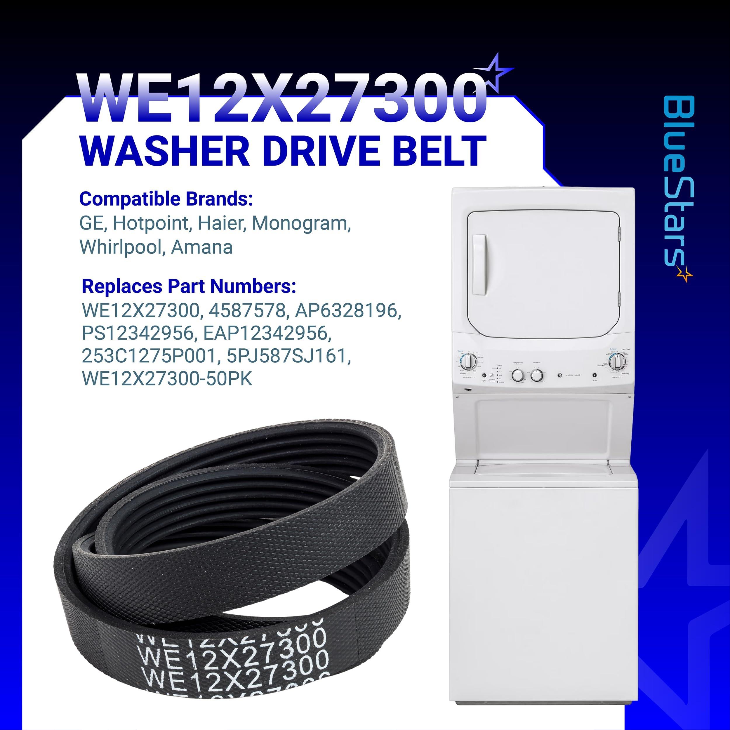 2-Pack of WE12X27300 Washer Drive Belt Compatible with GE Washer GUD24ESSM1WW GUD27ESPM1DG GUD27ESSM0WW Replaces 4587578 AP6328196 PS12342956 EAP12342956 253C1275P001 5PJ587SJ161 image 2