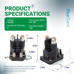 192507 Starter Solenoid for Husqvarna Poulan 532192507 582042802 582042801 Craftsman LT2000 YS4500 YT3000 Trombetta 862-1241-211-12 Ariens 21546294 Riding Lawn Mower Tractor 12V 4 Post Parts thumbnail 1