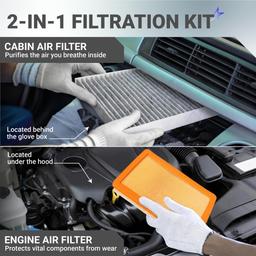 CF11966 Cabin Air Filter + CA12260 Engine Air Filter Kit - Compatible with 2018-2026 Chevy Equinox GMC Terrain 1.5L, 2018-2019 1.6L, 2018-2020 2.0L - Replaces 23279657 84390002 thumbnail 3