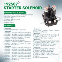 192507 Starter Solenoid for Husqvarna Poulan 532192507 582042802 582042801 Craftsman LT2000 YS4500 YT3000 Trombetta 862-1241-211-12 Ariens 21546294 Riding Lawn Mower Tractor 12V 4 Post Parts thumbnail 2