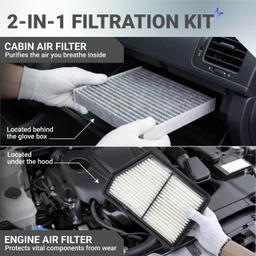 80291-T5R-A01 Cabin Air Filter + CA12051 Engine Air Filter Kit - Compatible with Honda Civic 2016-2026 2.0L, HR-V 2023-2026 2.0L - Replaces 17220-5BA-A00, CF11182, SA12051 thumbnail 3