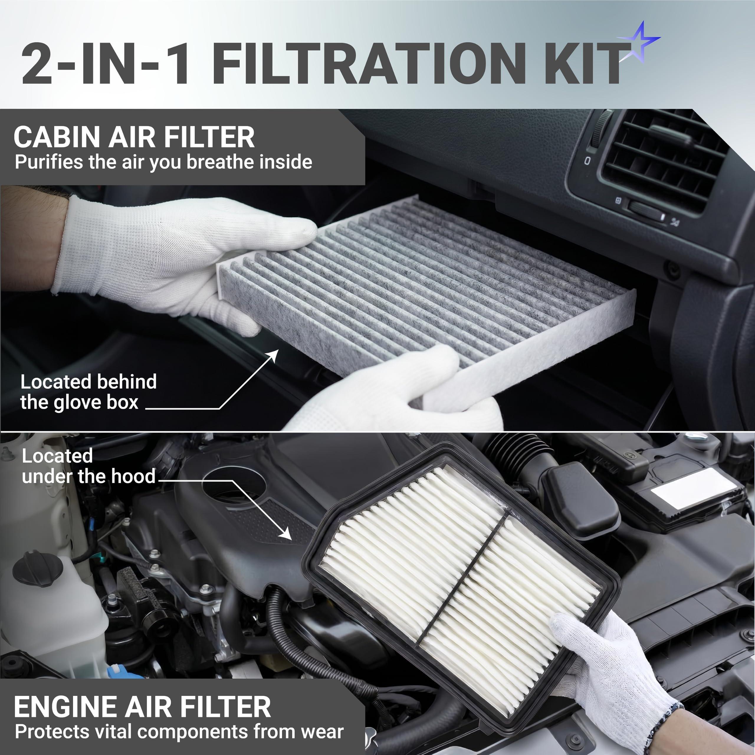 80291-T5R-A01 Cabin Air Filter + CA12051 Engine Air Filter Kit - Compatible with Honda Civic 2016-2026 2.0L, HR-V 2023-2026 2.0L - Replaces 17220-5BA-A00, CF11182, SA12051 image 3