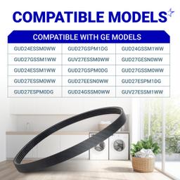 2-Pack of WE12X27300 Washer Drive Belt Compatible with GE Washer GUD24ESSM1WW GUD27ESPM1DG GUD27ESSM0WW Replaces 4587578 AP6328196 PS12342956 EAP12342956 253C1275P001 5PJ587SJ161 thumbnail 3