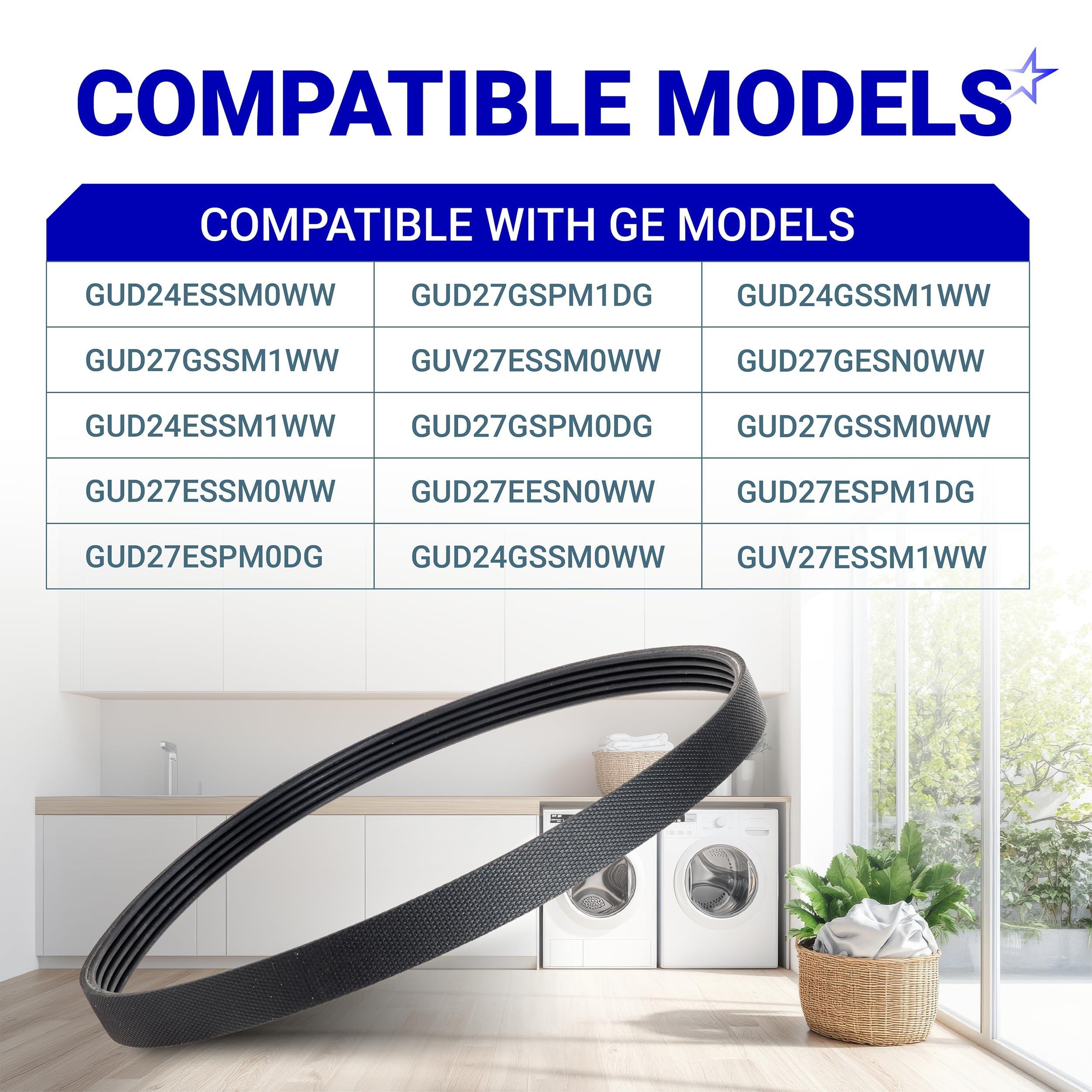2-Pack of WE12X27300 Washer Drive Belt Compatible with GE Washer GUD24ESSM1WW GUD27ESPM1DG GUD27ESSM0WW Replaces 4587578 AP6328196 PS12342956 EAP12342956 253C1275P001 5PJ587SJ161 image 3