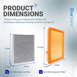 CF11966 Cabin Air Filter + CA12260 Engine Air Filter Kit - Compatible with 2018-2026 Chevy Equinox GMC Terrain 1.5L, 2018-2019 1.6L, 2018-2020 2.0L - Replaces 23279657 84390002 thumbnail 1