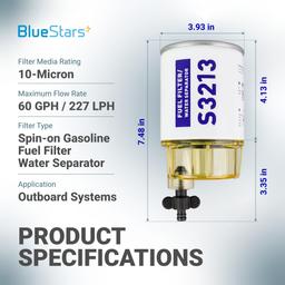 S3213 Fuel Water Separator Filter with Clear Bowl, 10-Micron thumbnail 1