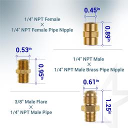 BlueStars RV Propane Quick Connect Fitting Adapter Valve Kit - 1/4" Male NPT Full Flow Plug & 3/8" Male Flare Quick Kit for Low Pressure Gas Appliance Heater Grill Fire Pit and RV Quick Connect, 7pcs thumbnail 3