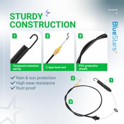 BlueStars 946-04173E 746-04173E Deck Engagement Cable - For MTD Troy Bilt 746-04173 746-04173B 946-04173 746-04173C MTD 700 Series Craftsman LT538G LT542H LT4200 LT3800 LT1500 LT2500 LT2000 Lawn Mower thumbnail 2