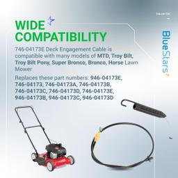 BlueStars 946-04173E 746-04173E Deck Engagement Cable - For MTD Troy Bilt 746-04173 746-04173B 946-04173 746-04173C MTD 700 Series Craftsman LT538G LT542H LT4200 LT3800 LT1500 LT2500 LT2000 Lawn Mower thumbnail 3