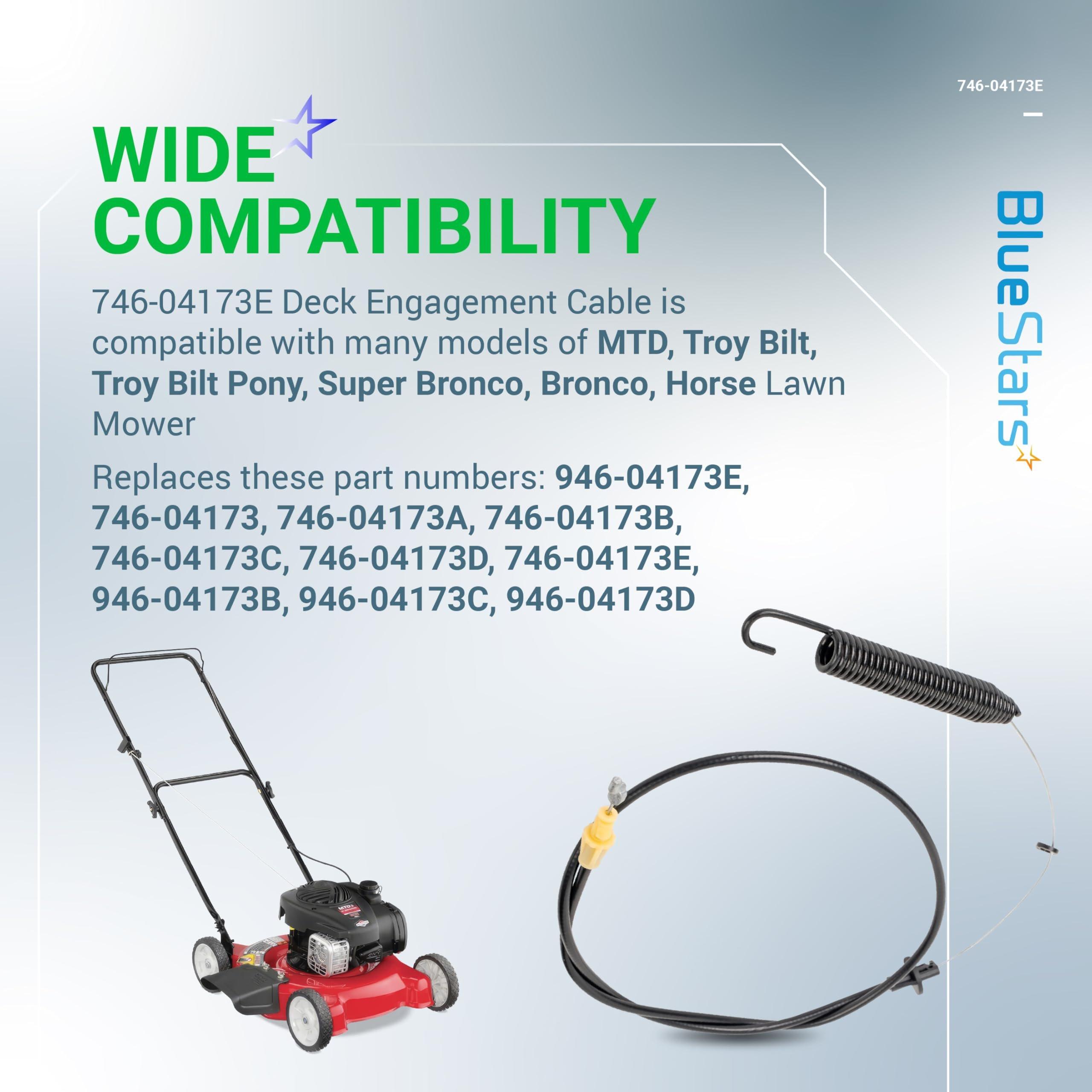 BlueStars 946-04173E 746-04173E Deck Engagement Cable - For MTD Troy Bilt 746-04173 746-04173B 946-04173 746-04173C MTD 700 Series Craftsman LT538G LT542H LT4200 LT3800 LT1500 LT2500 LT2000 Lawn Mower image 3