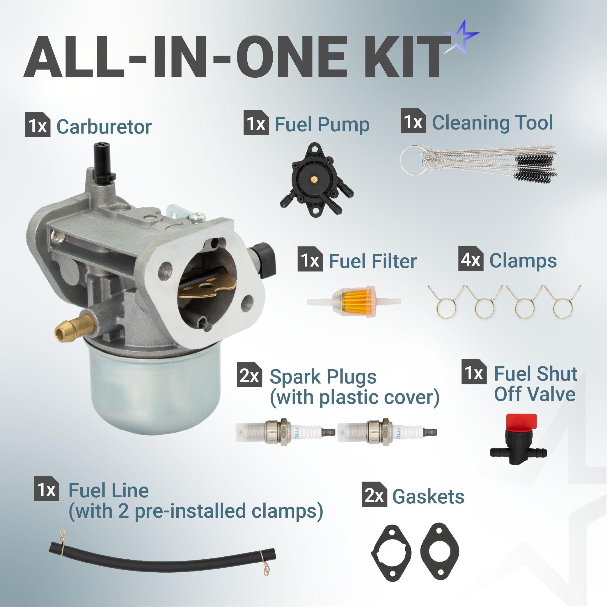BlueStars 15003-7061 Carburetor for Kawasaki FH430V FH381V FH541V FS481V Engine Carb Replaces 15003-7047 15004-7057 15003-7107 15003-7054 with Fuel Pump, Fuel Filter, Spark Plug, Gaskets image 1