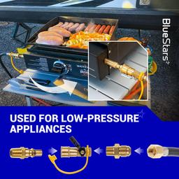 BlueStars RV Propane Quick Connect Fitting Adapter Valve Kit - 1/4" Male NPT Full Flow Plug & 3/8" Male Flare Quick Kit for Low Pressure Gas Appliance Heater Grill Fire Pit and RV Quick Connect, 7pcs thumbnail 7