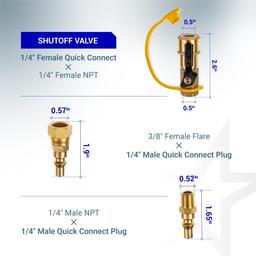 BlueStars RV Propane Quick Connect Fitting Adapter Valve Kit - 1/4" Male NPT Full Flow Plug & 3/8" Male Flare Quick Kit for Low Pressure Gas Appliance Heater Grill Fire Pit and RV Quick Connect, 7pcs thumbnail 2