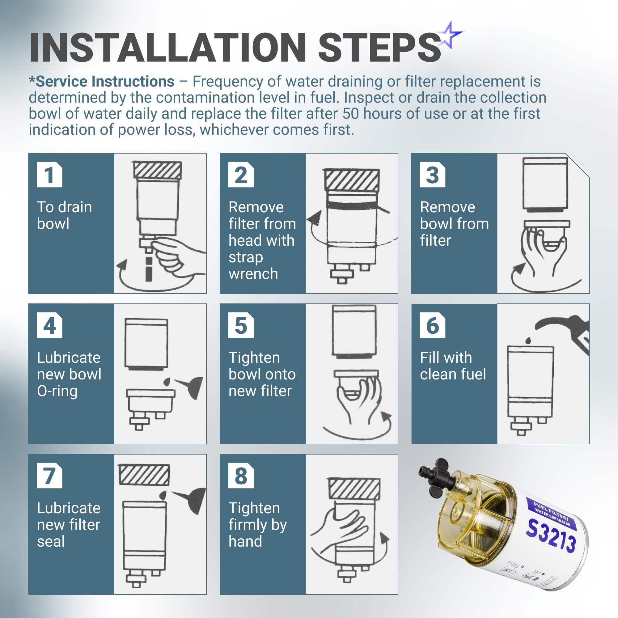 S3213 Fuel Water Separator Filter with Clear Bowl, 10-Micron image 8