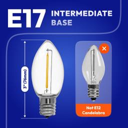 C9 LED Christmas Holiday Decor Light Bulb, 25-Pack 2200K Warm White Vintage E17 Shatterproof Replacement Bulbs for Outdoor Seasonal Decor thumbnail 1