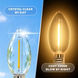 C9 LED Christmas Holiday Decor Light Bulb, 25-Pack 2200K Warm White Vintage E17 Shatterproof Replacement Bulbs for Outdoor Seasonal Decor thumbnail 2