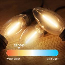 C9 LED Christmas Holiday Decor Light Bulb, 25-Pack 2200K Warm White Vintage E17 Shatterproof Replacement Bulbs for Outdoor Seasonal Decor thumbnail 4
