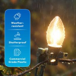 C9 LED Christmas Holiday Decor Light Bulb, 25-Pack 2200K Warm White Vintage E17 Shatterproof Replacement Bulbs for Outdoor Seasonal Decor thumbnail 5